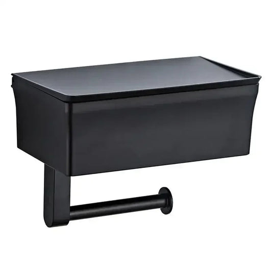 Wall-Mounted Toilet Paper Holder with Storage Shelf – No-Drill Installation