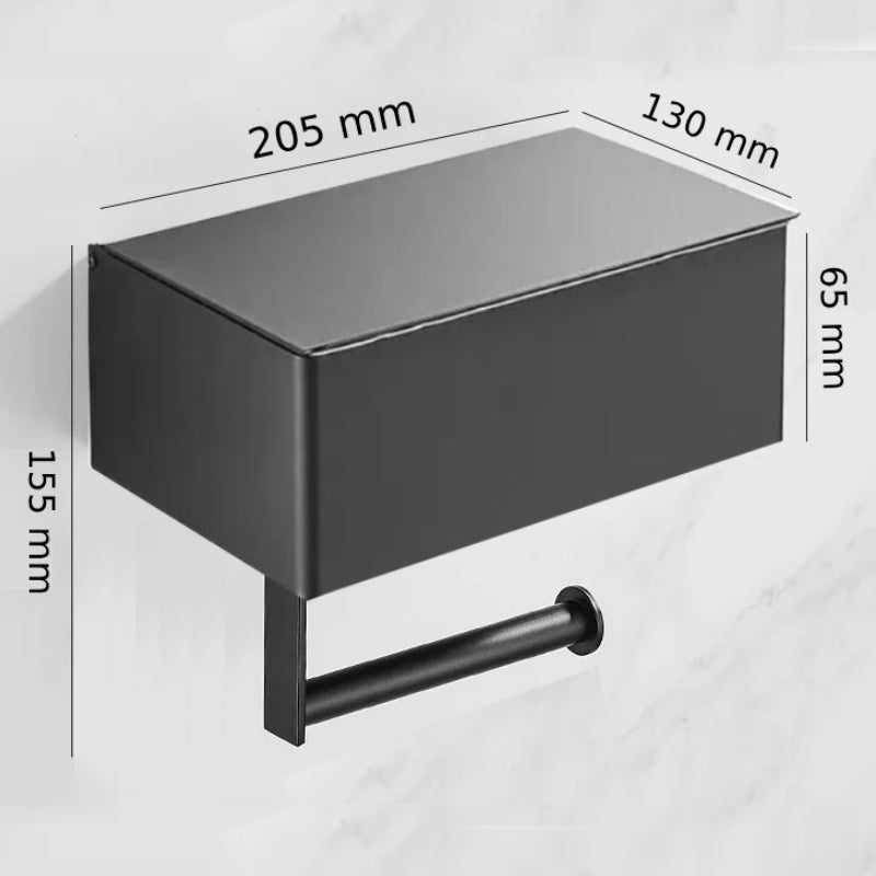 Wall-Mounted Toilet Paper Holder with Storage Shelf – No-Drill Installation
