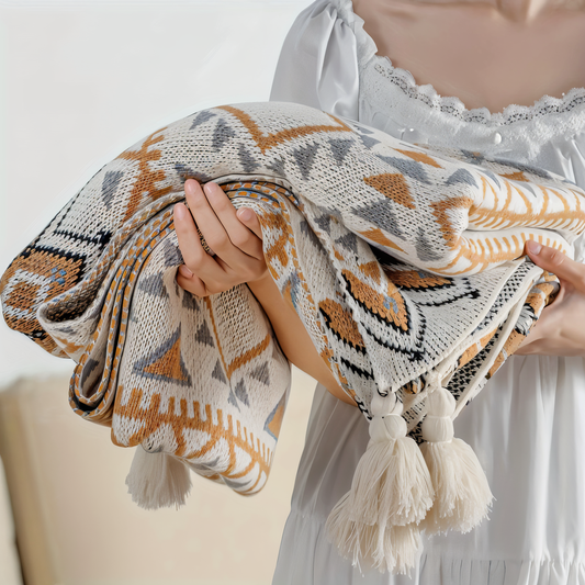 Geometric Boho fleece blanket