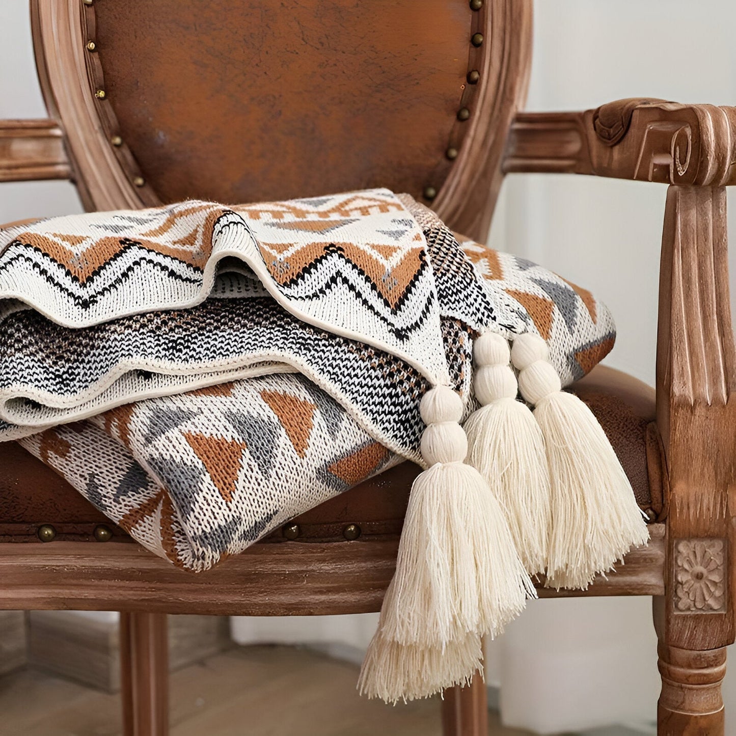 Geometric Boho fleece blanket