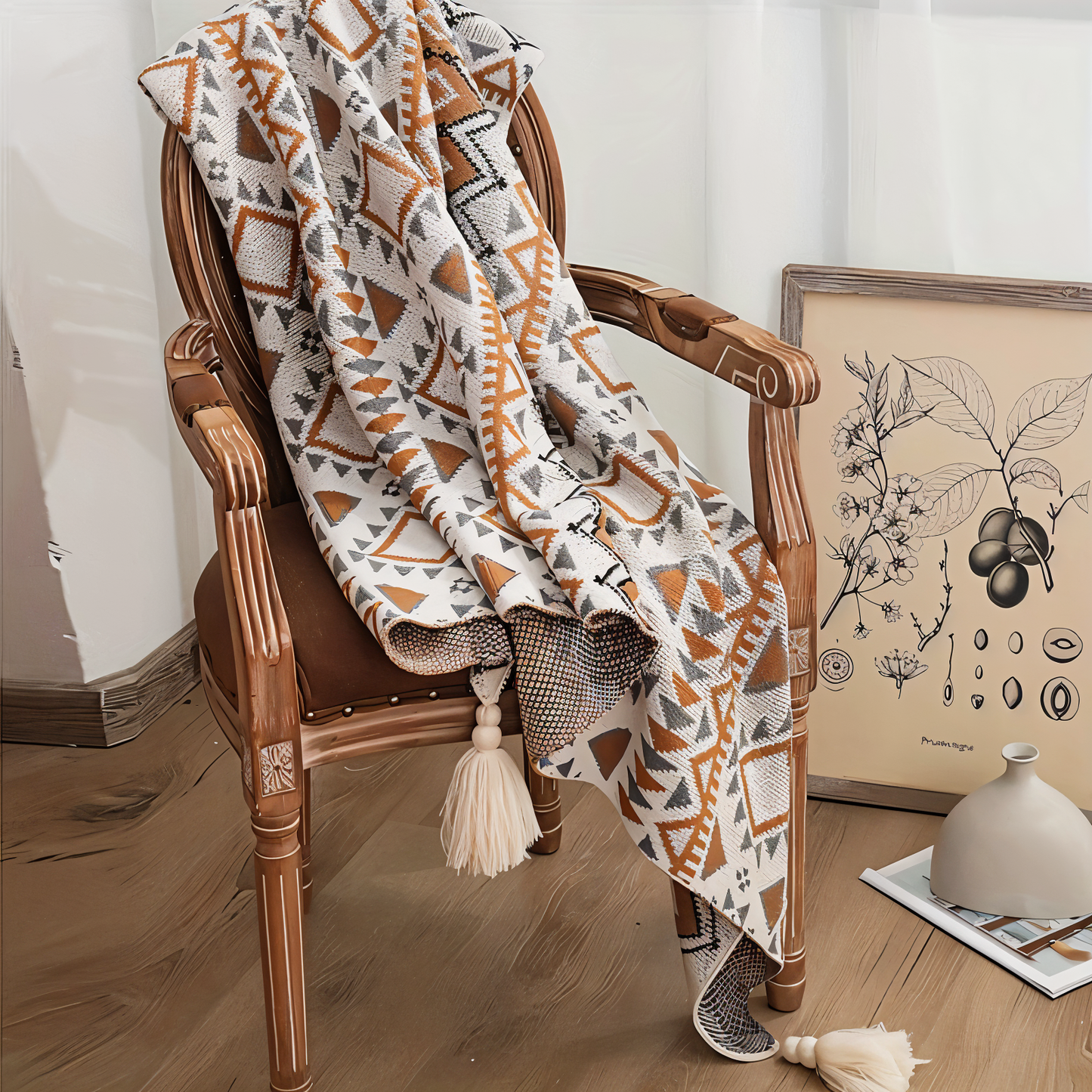 Geometric Boho fleece blanket