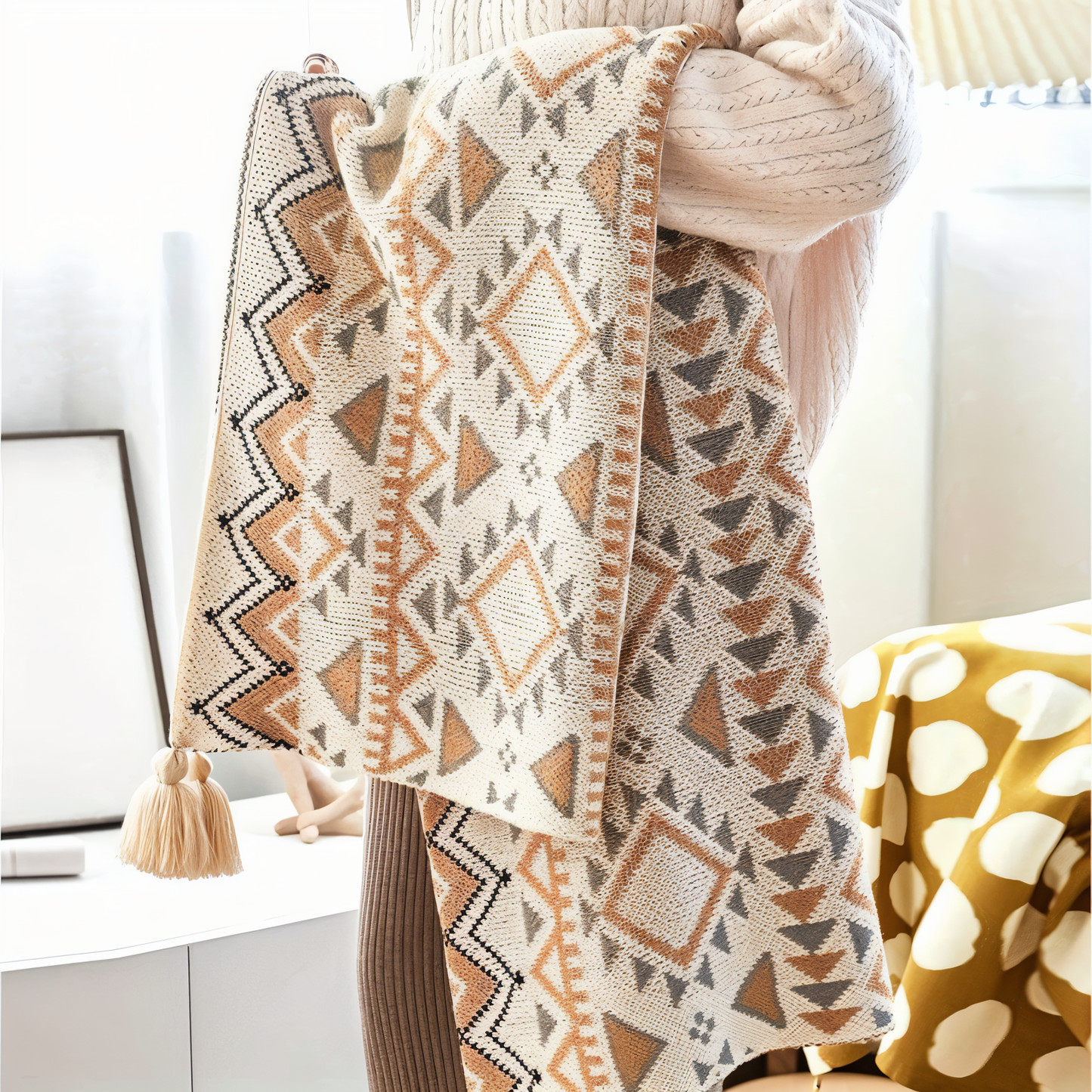 Geometric Boho fleece blanket