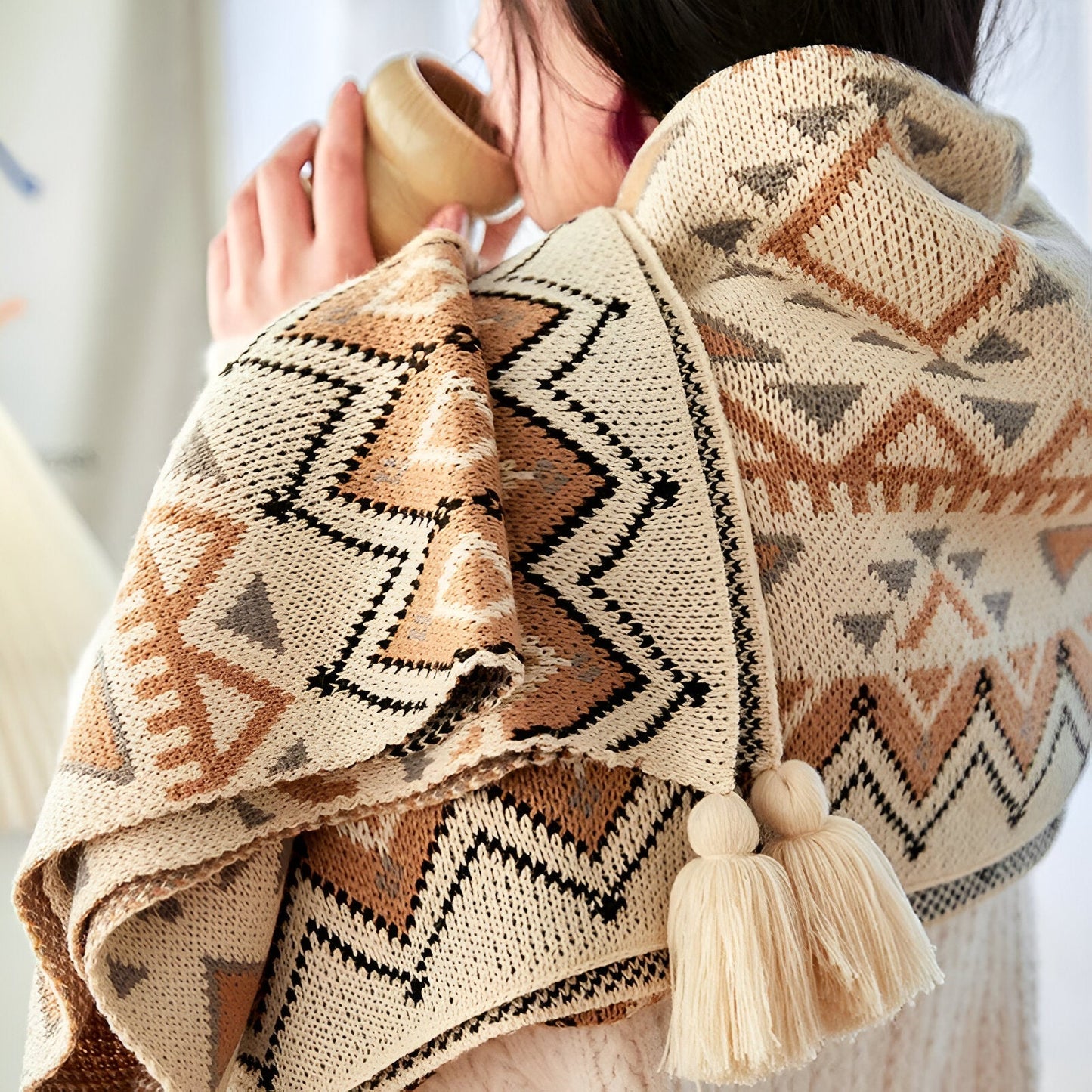 Geometric Boho fleece blanket