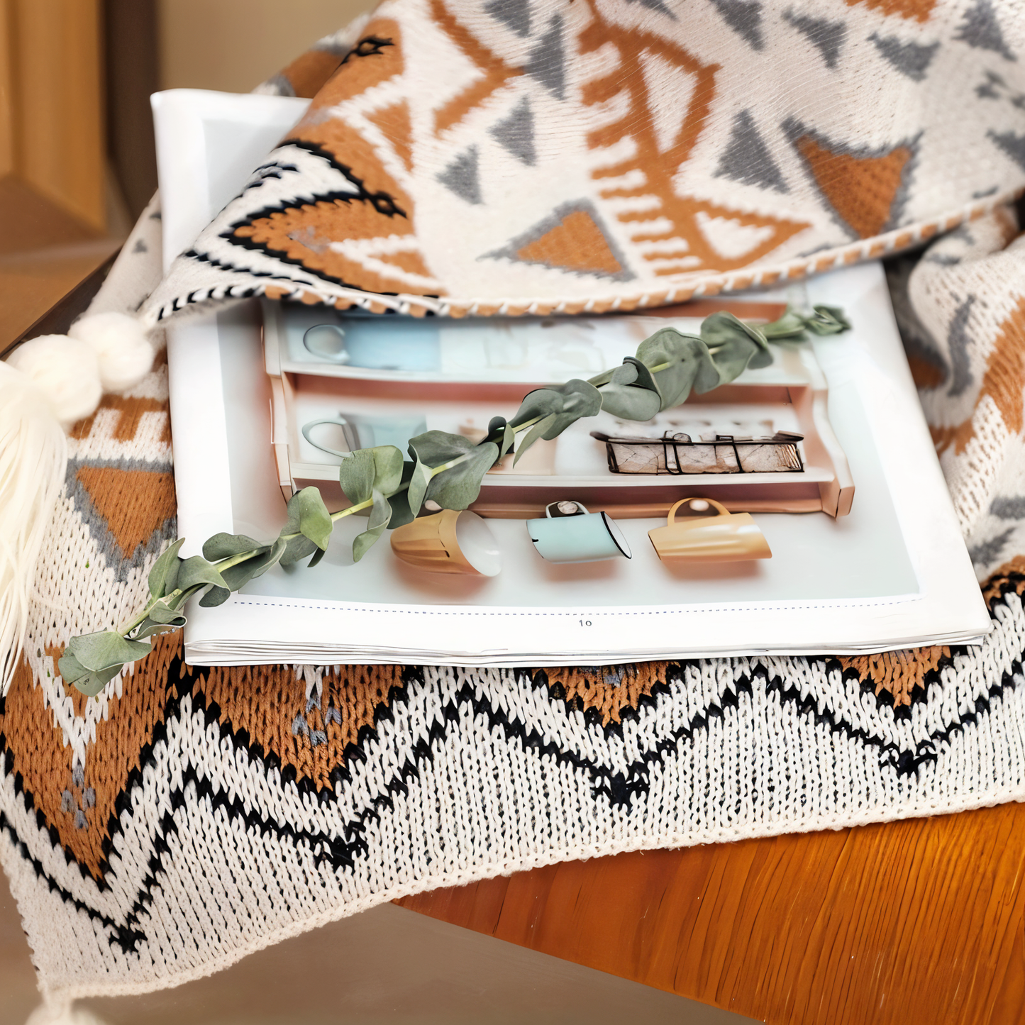 Geometric Boho fleece blanket