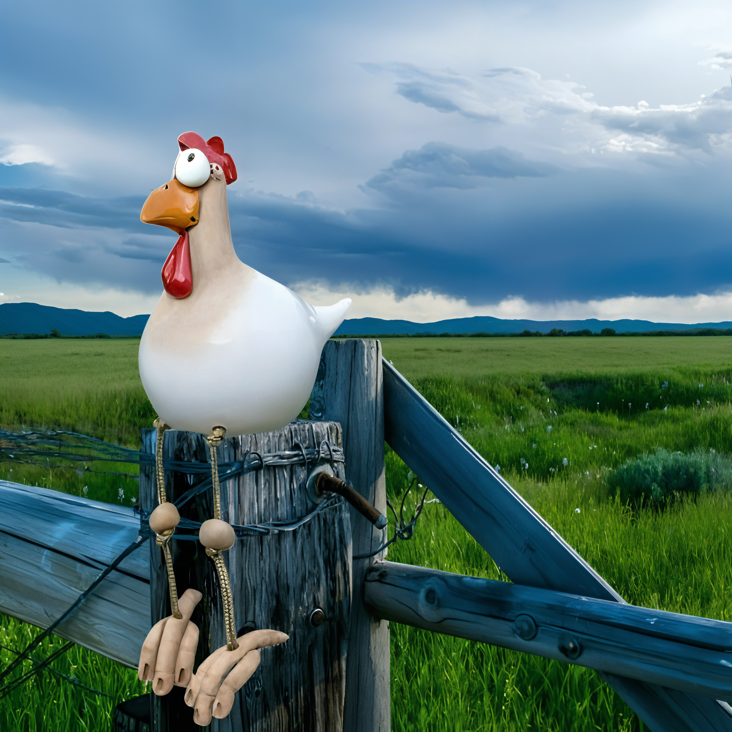 Durable Resin Chicken Statue for Outdoor Garden Decor