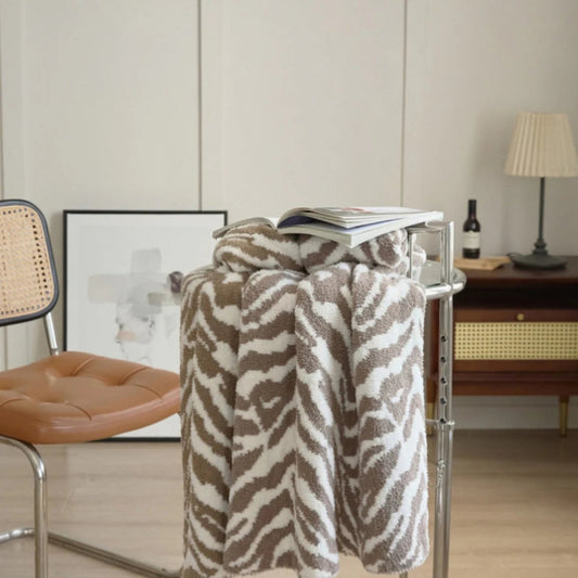Knitted Zebra Pattern Throw Blanket – Lightweight Microfiber Blend for Cozy Comfort, 47x59 1