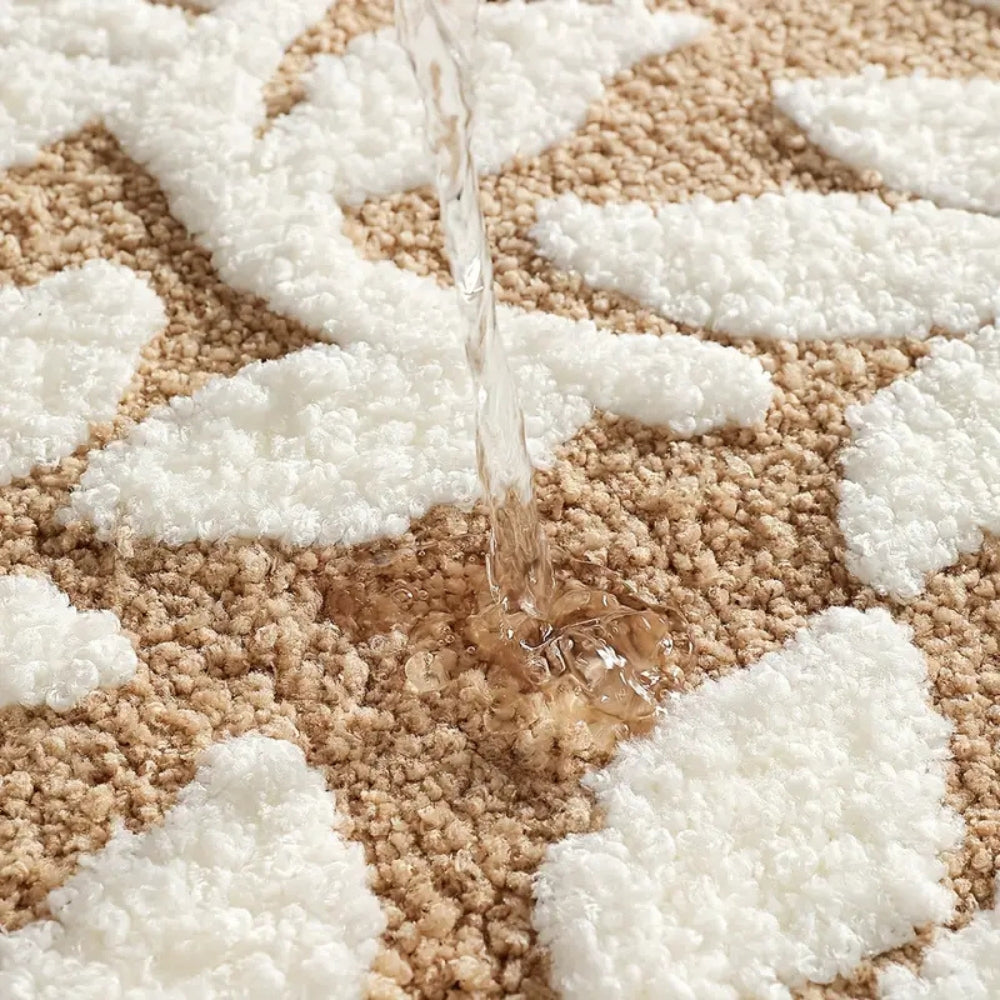 Non-Slip Bath Mat, Soft Microfiber, Leaf Patter