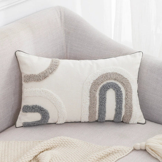 U-Shape Tufted Cushion Cover in Gray and White – Soft Cotton Blend Sofa and Couch Cushion Covers, 30x50cm 1