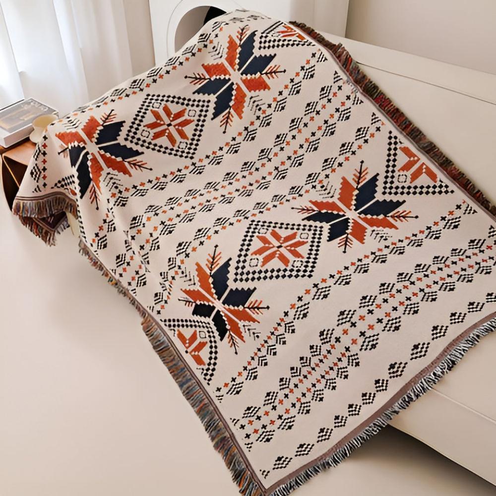 Moroccan Boho Picnic Blanket – Foldable Cotton Mat for Indoor & Outdoor Use