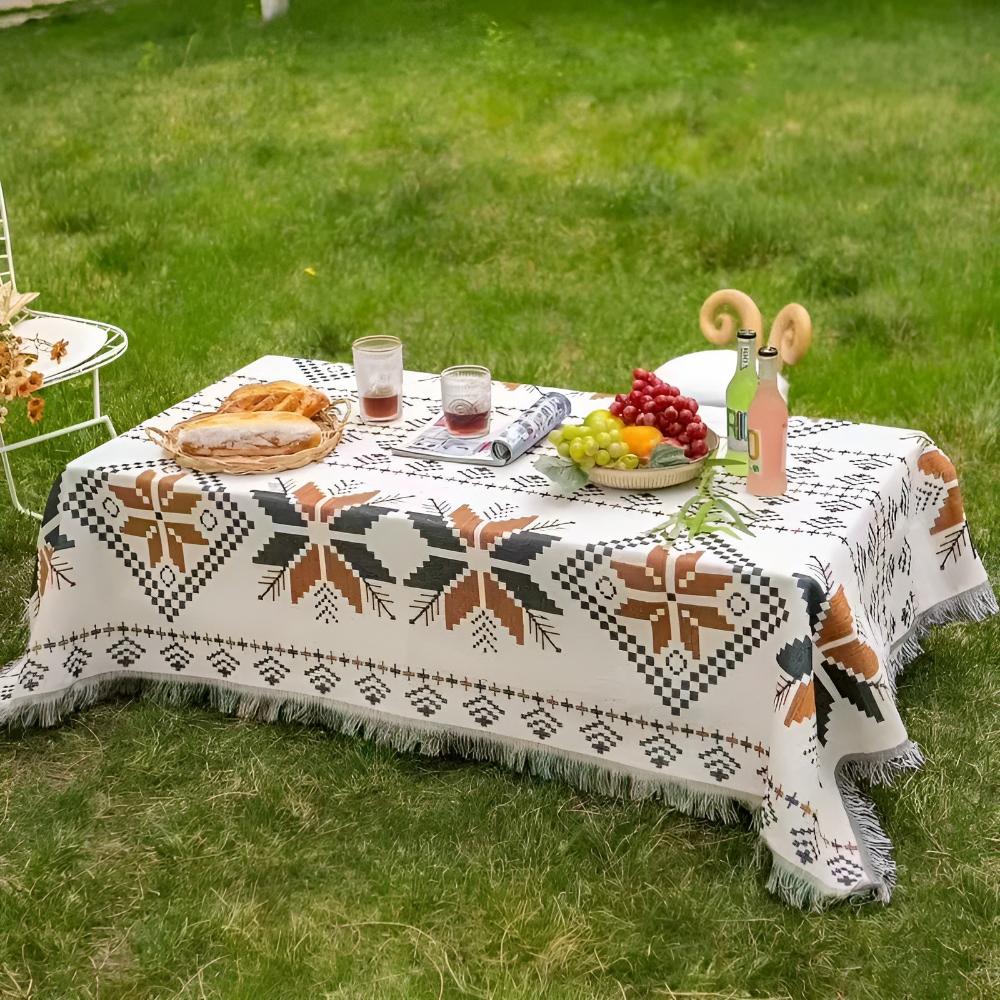 Moroccan Boho Picnic Blanket – Foldable Cotton Mat for Indoor & Outdoor Use