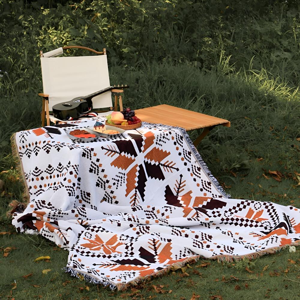 Moroccan Boho Picnic Blanket – Foldable Cotton Mat for Indoor & Outdoor Use