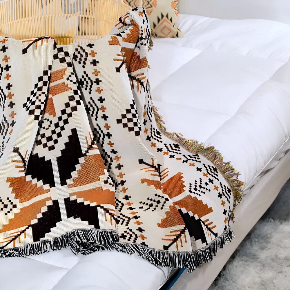 Moroccan Boho Picnic Blanket – Foldable Cotton Mat for Indoor & Outdoor Use