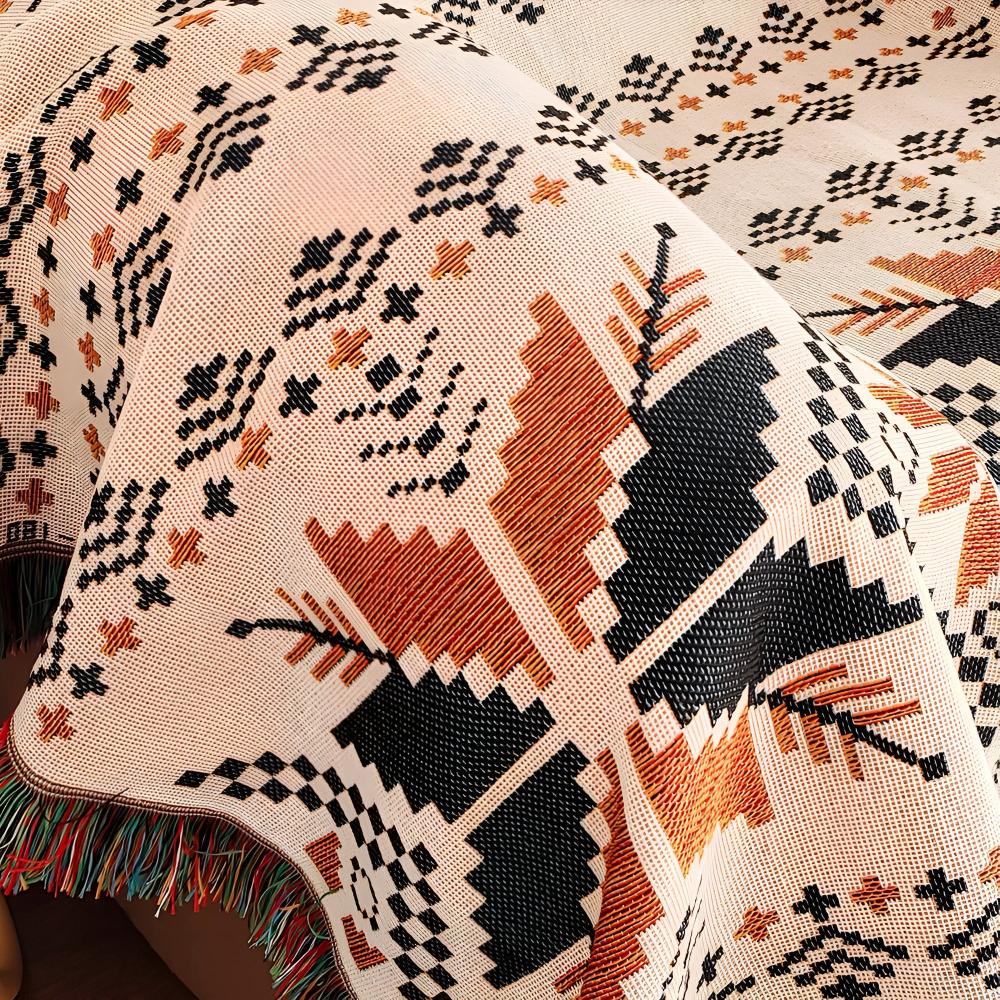 Moroccan Boho Picnic Blanket – Foldable Cotton Mat for Indoor & Outdoor Use