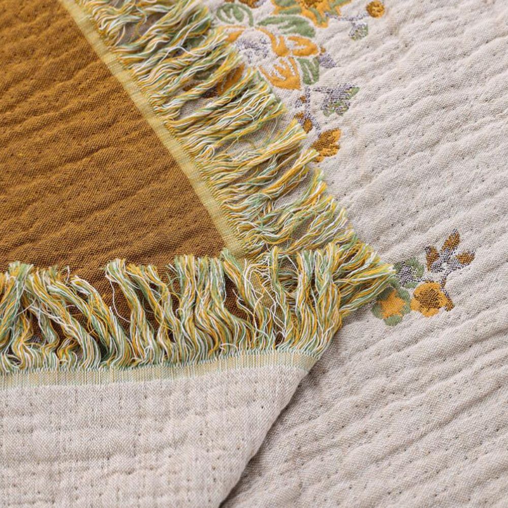 Reversible Cotton Blanket, Vintage Floral Design