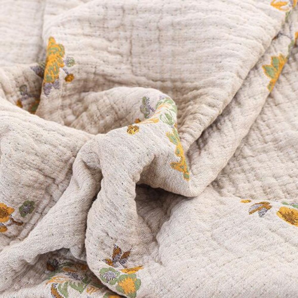 Reversible Cotton Blanket, Vintage Floral Design