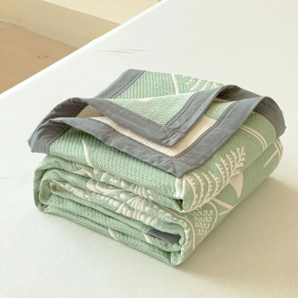 Reversible Cotton Gauze Blanket, Soft & Breathable, Floral Design