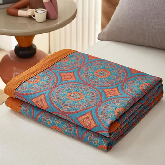 Reversible Cotton Summer Blanket, Lightweight, Breathable, 100% Cotton