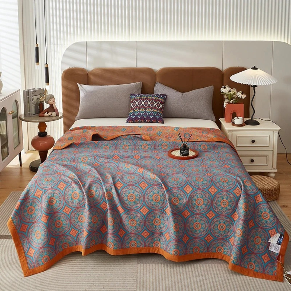 Reversible Cotton Summer Blanket, Lightweight, Breathable, 100% Cotton
