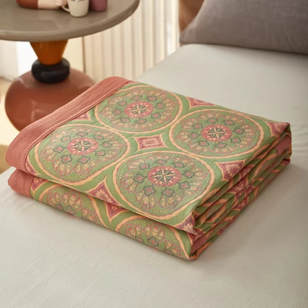 Reversible Cotton Summer Blanket, Lightweight, Breathable, 100% Cotton