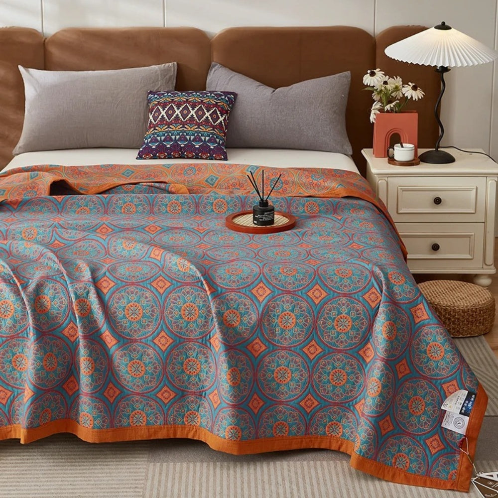 Reversible Cotton Summer Blanket, Lightweight, Breathable, 100% Cotton