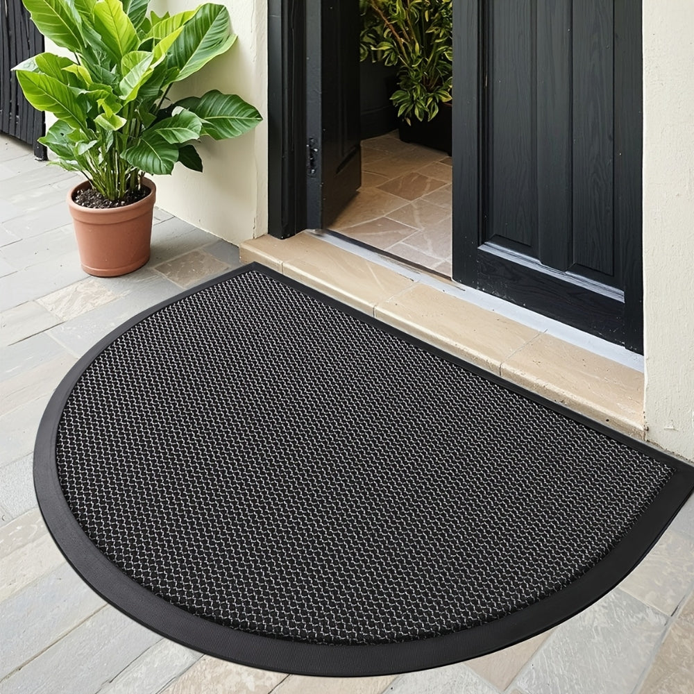 Non-Slip Semi Circle Doormat for Front Door – Durable Cotton-Poly Outdoor Mat – Stylish Welcome Mat for Home Entrances 1