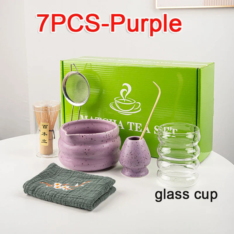 Variant image for Matcha Tea Set Green 7-Piece Bamboo Ceramic Standard Size-2