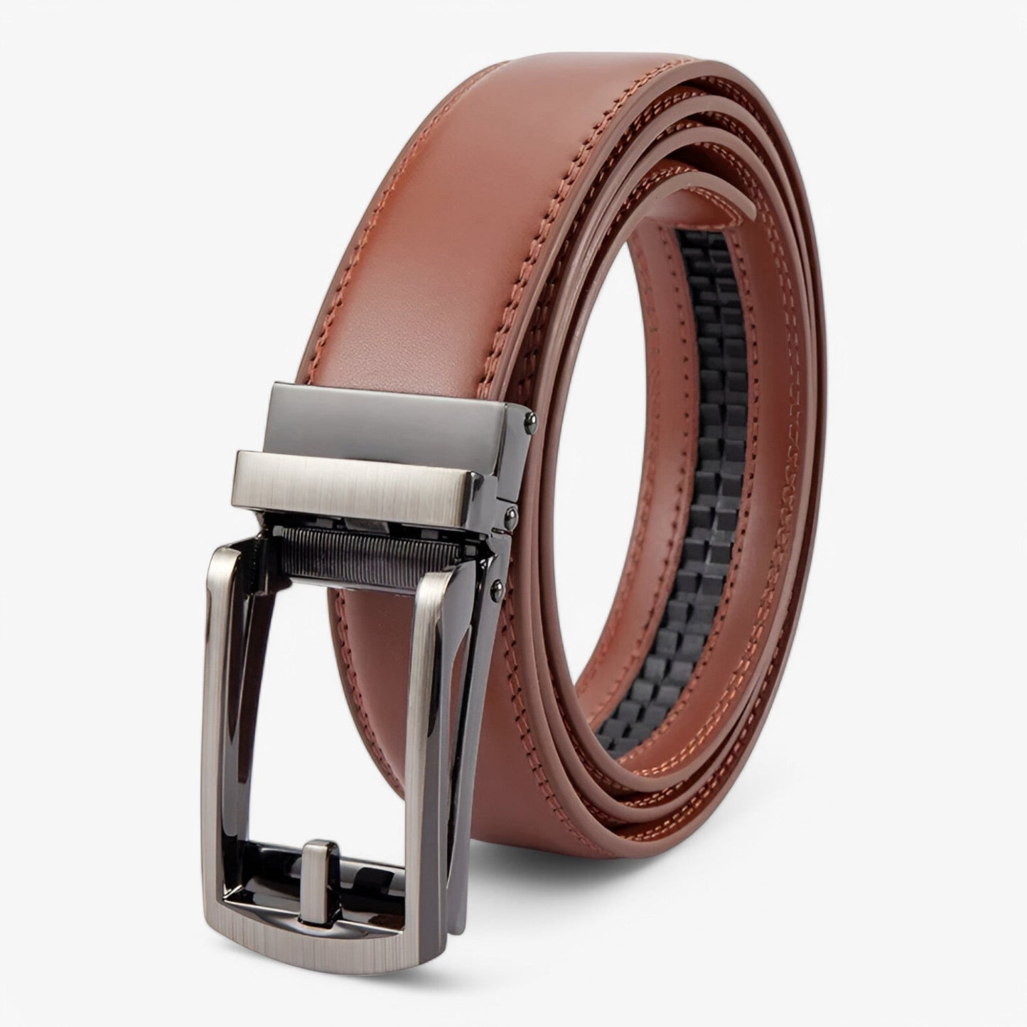 Double Layer Cowhide Leather Belt for Men – Black Leather Designer Belt with Elegant Alloy Buckle for Formal and Casual Wear-3