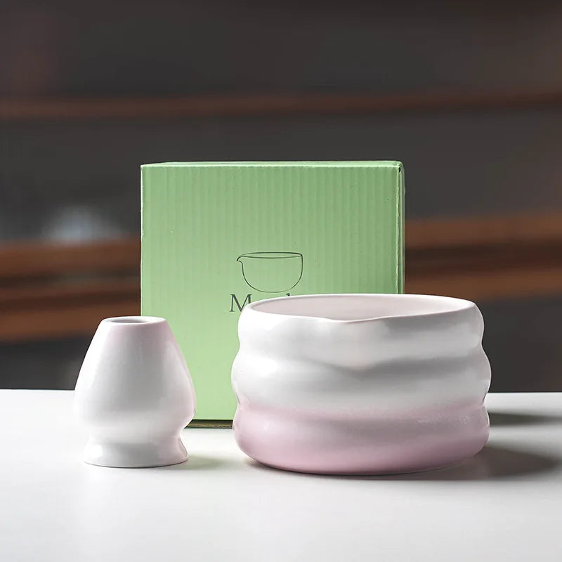 Japanese Matcha Bowl Set Green 550ml Ceramic with Spout for Tea Ceremony-1