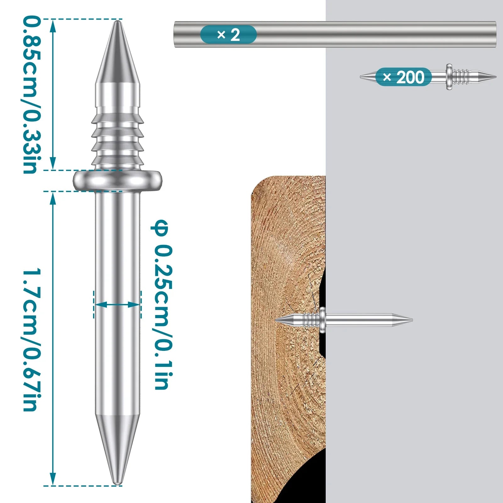 DoubleHead Skirting Pins | Seamless double-headed nails for skirting wire (100 pieces)