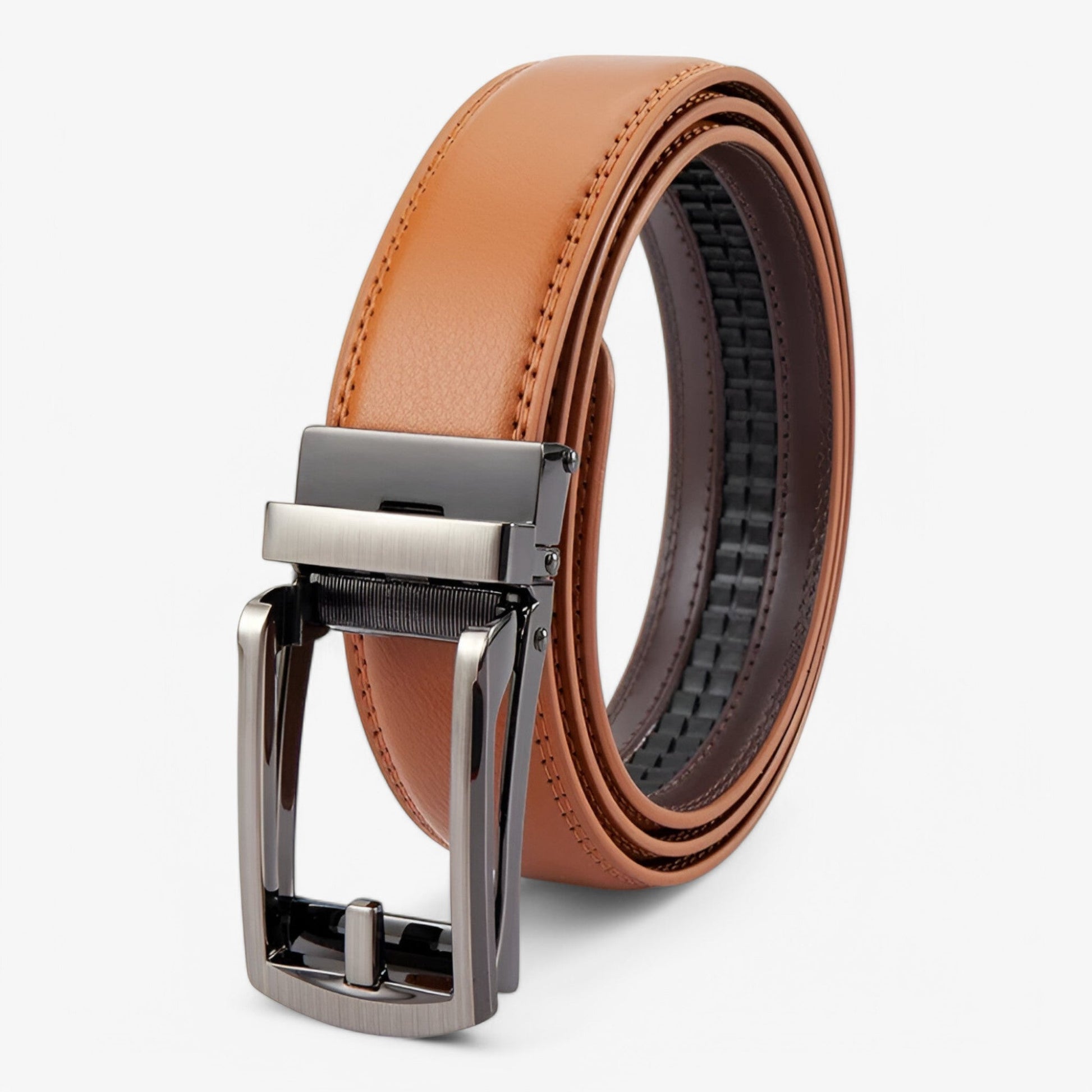 Double Layer Cowhide Leather Belt for Men – Black Leather Designer Belt with Elegant Alloy Buckle for Formal and Casual Wear-2