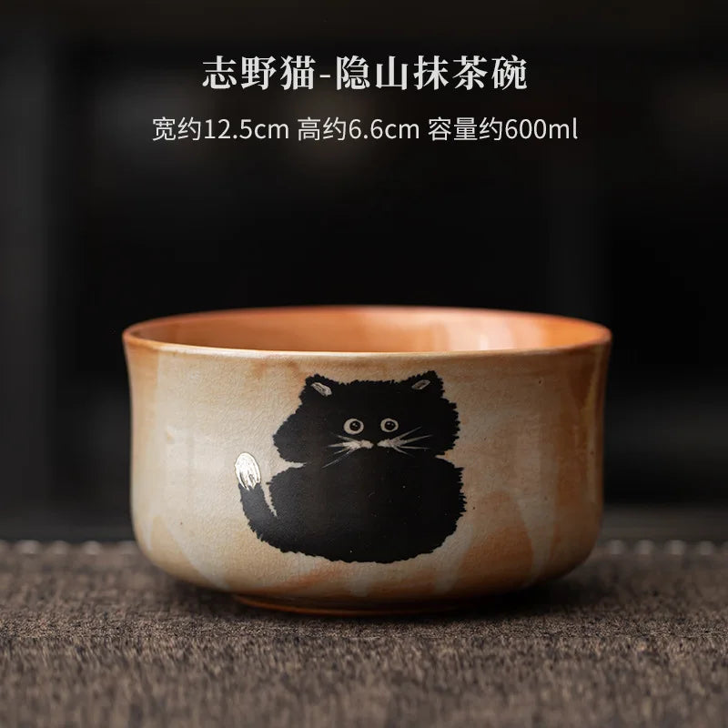 Variant image for Matcha Tea Set Cat Design 4 Pieces Bamboo Whisk Ceramic Bowl-3