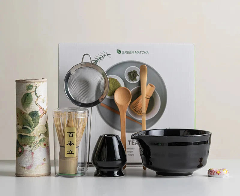 Variant image for Matcha Set 8-Piece Sakura Design Ceramic Bowl Bamboo Whisk Frother-4