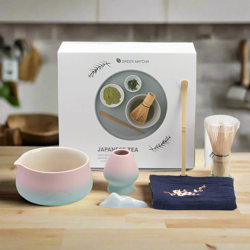 Japanese Matcha Tea Set Green Size Standard Ceramic Bamboo-6