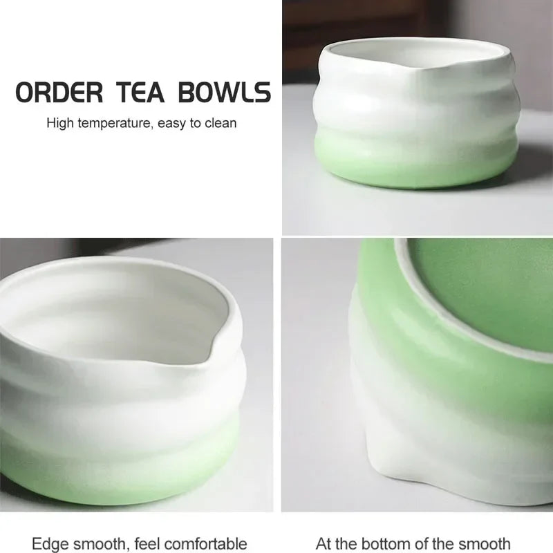 Japanese Matcha Bowl Set Green 550ml Ceramic with Spout for Tea Ceremony-6
