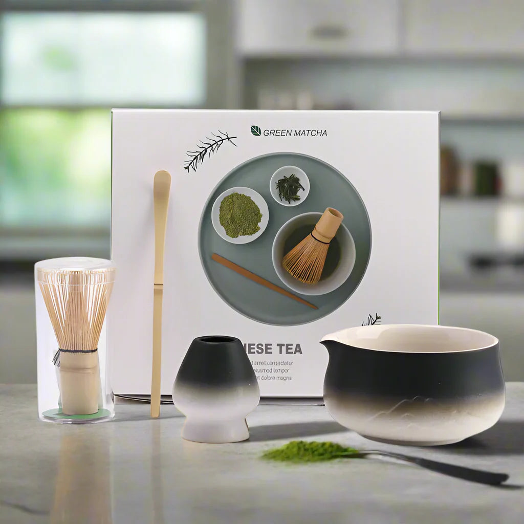 Japanese Matcha Tea Set Green Size Standard Ceramic Bamboo-4