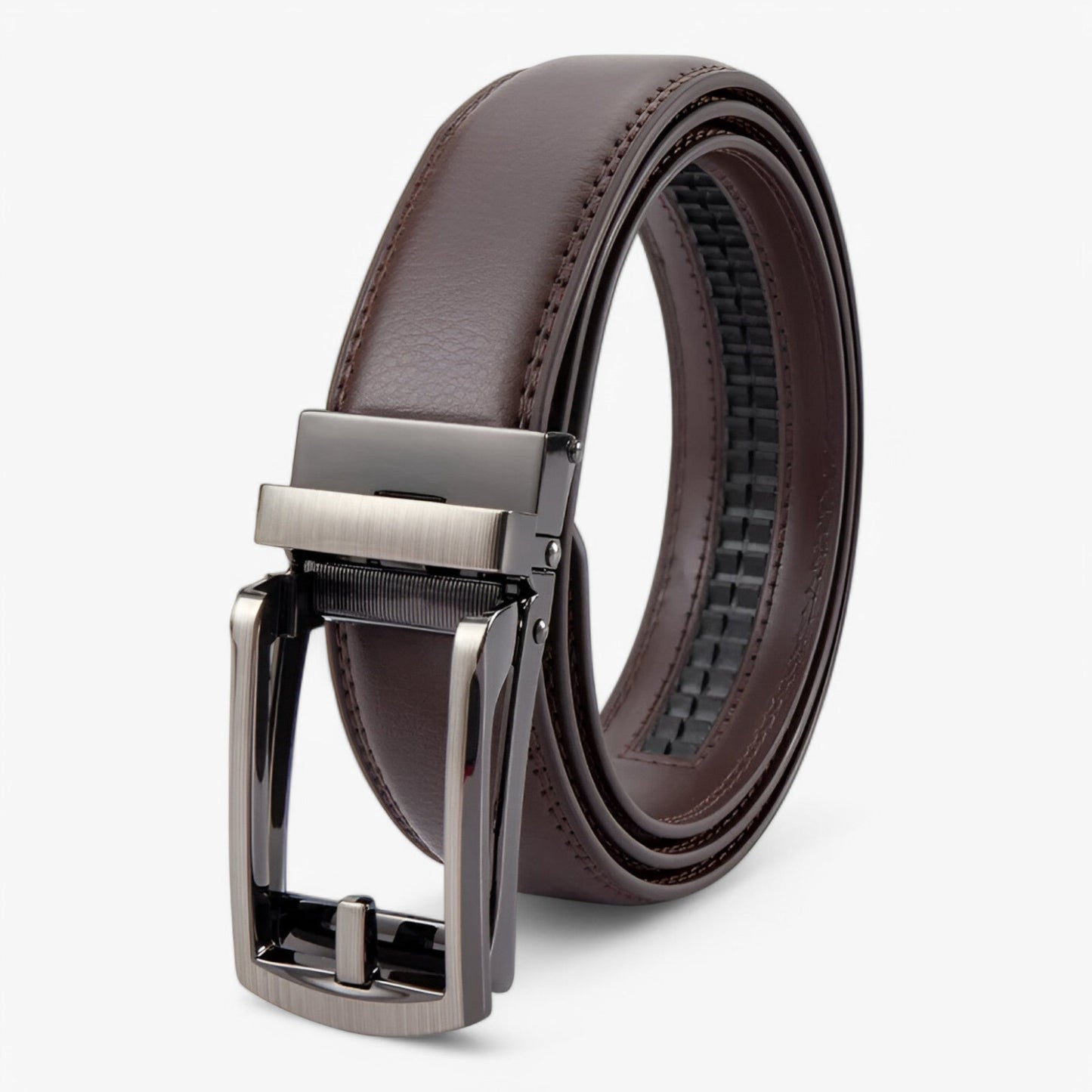 Double Layer Cowhide Leather Belt for Men – Black Leather Designer Belt with Elegant Alloy Buckle for Formal and Casual Wear-4