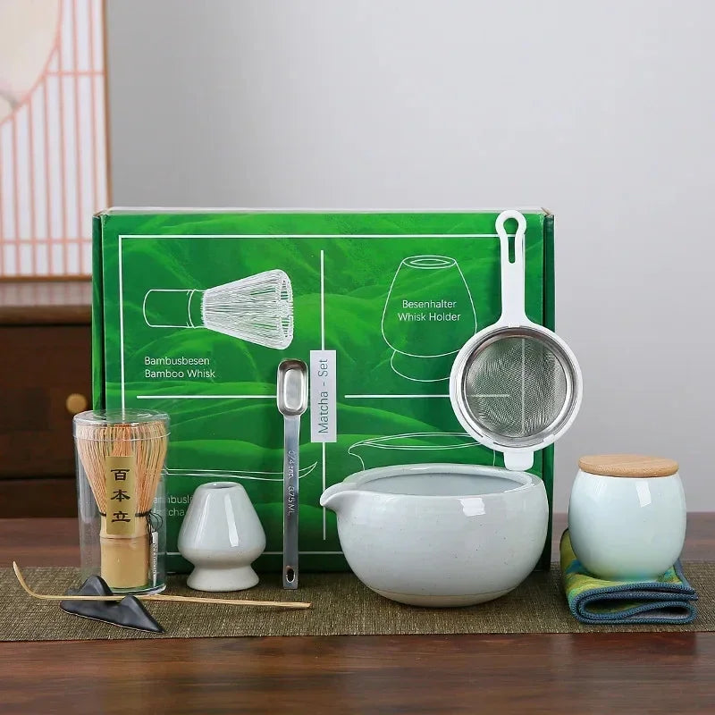 Complete Matcha Set 10-Piece Bamboo Ceramic Stainless Steel Tea Tools-1