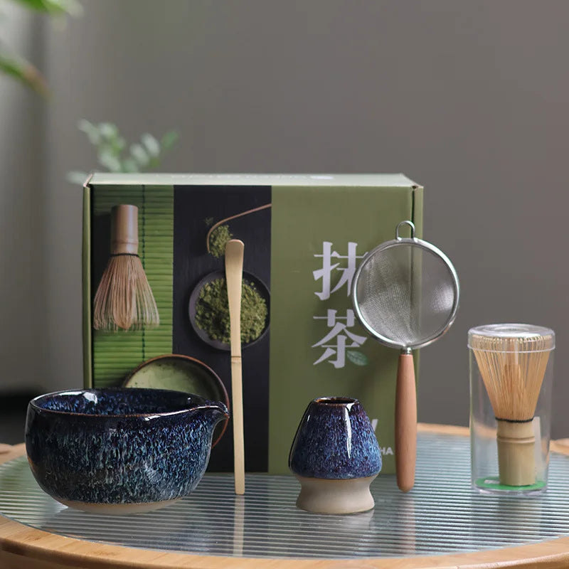 Ceramic Matcha Set Green Standard Size Bowl Whisk Brush for Tea Ceremony-1