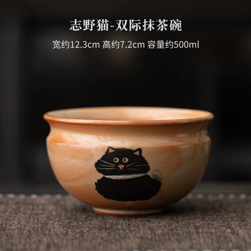 Variant image for Matcha Tea Set Cat Design 4 Pieces Bamboo Whisk Ceramic Bowl-2