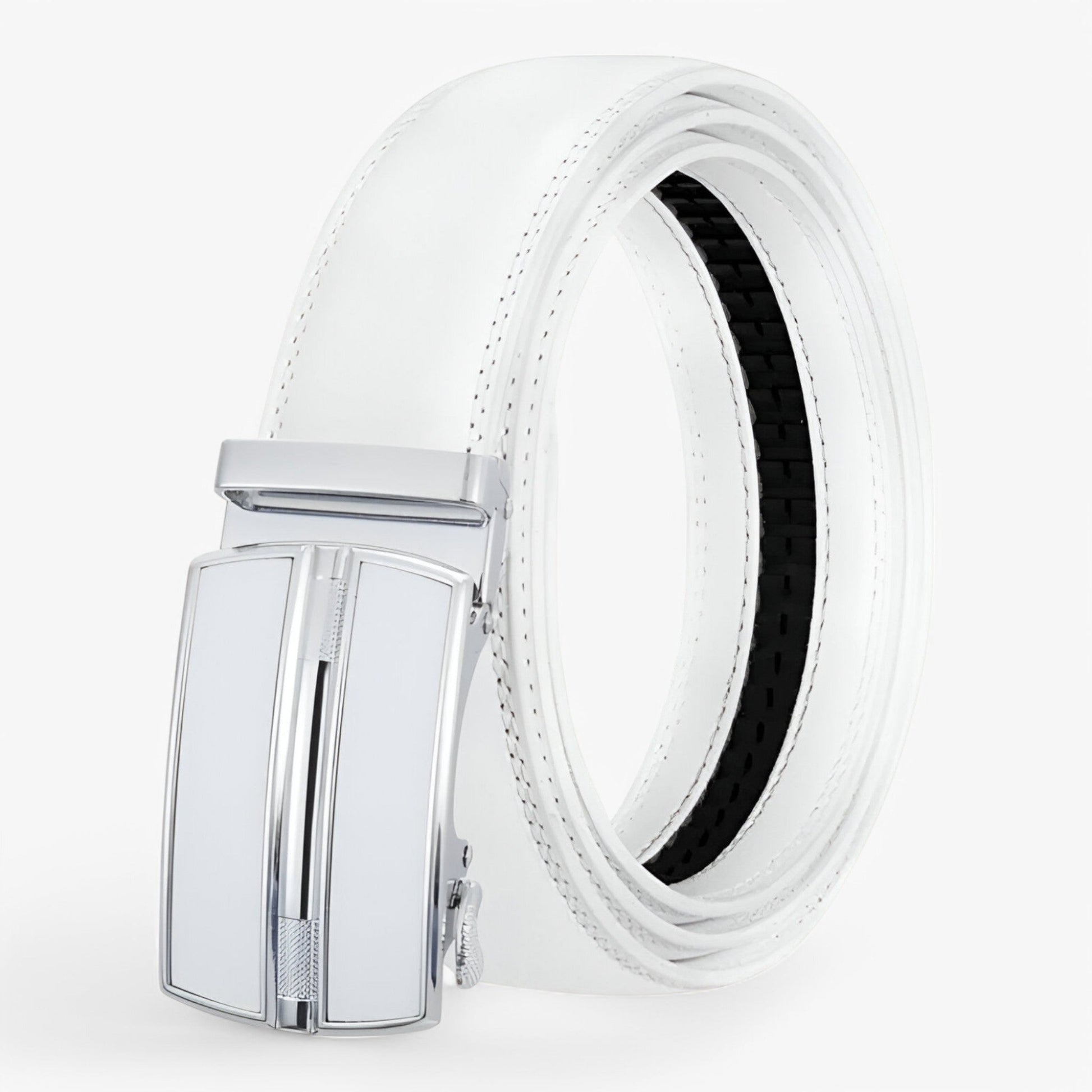 Black Real Leather Men's Belt with Automatic Loop – Elegant and Versatile Accessory for Business and Casual Wear-2