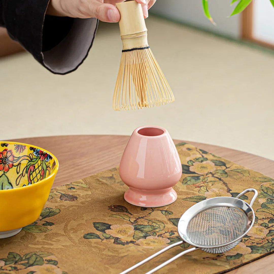Matcha Tea Set 6-Piece Green Ceramic and Bamboo Standard Size-5