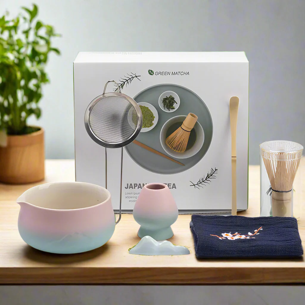 Japanese Matcha Tea Set Green Size Standard Ceramic Bamboo-3
