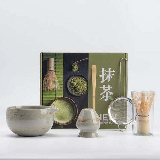 Ceramic Matcha Set 5-Piece Natural Size One Non-Toxic Whisk Bowl Scoop Sifter-1