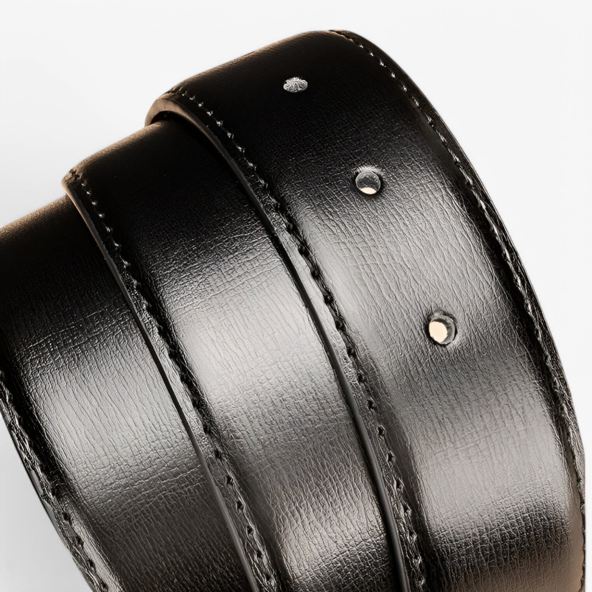 Elegant Black Leather Belt with 7 Adjustable Holes and Durable Zinc Alloy Buckle for Professional Occasions-3