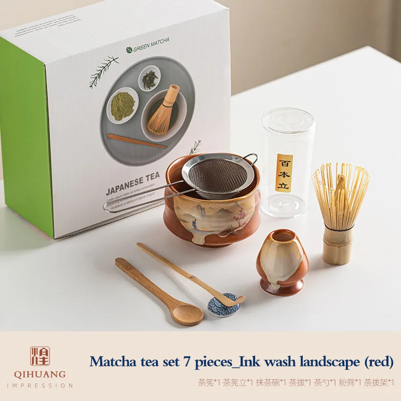 Variant image for 7-Piece Matcha Set Green Size Standard Ceramic - Matcha Bowl and Whisk Set for Traditional Tea Ceremony-4