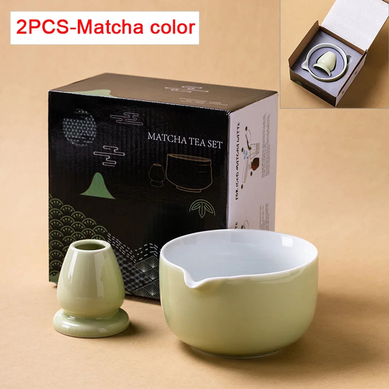 Variant image for Japanese Matcha Bowl Set Green 550ml Ceramic with Spout for Tea Ceremony-14