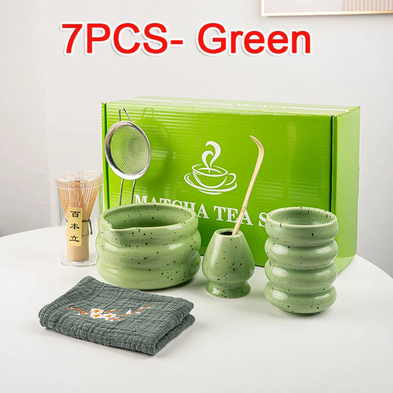 Variant image for Matcha Tea Set Green 7-Piece Bamboo Ceramic Standard Size-4