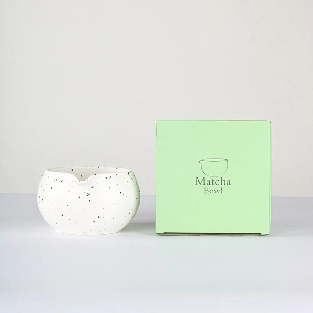 Ceramic Matcha Bowl with Spout Traditional Japanese Design 13.5cm Green Tea Serving Chawan-1