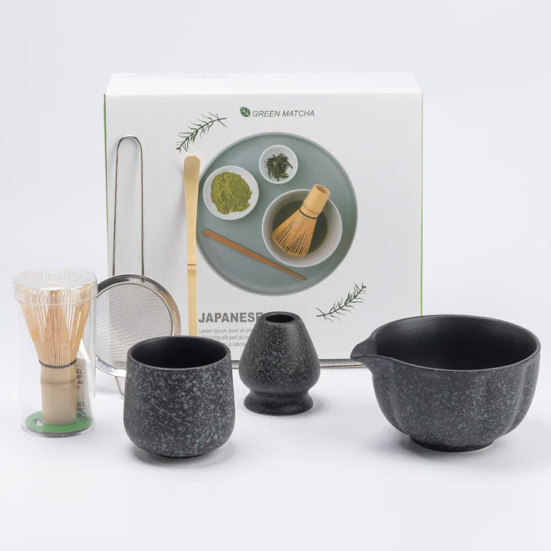 Matcha Bowl Set Green Standard Size Bamboo Ceramic with Whisk for Matcha Tea-2