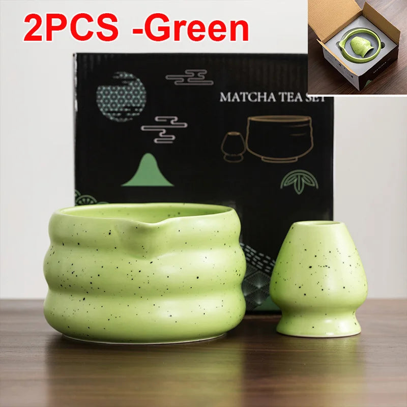 Variant image for Japanese Matcha Bowl Set Green 550ml Ceramic with Spout for Tea Ceremony-6